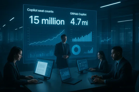 Team of professionals analyzes data dashboards on a large holographic screen in a glass-walled conference room. Team of professionals analyzes data dashboards on a large holographic screen in a glass-walled conference room.
