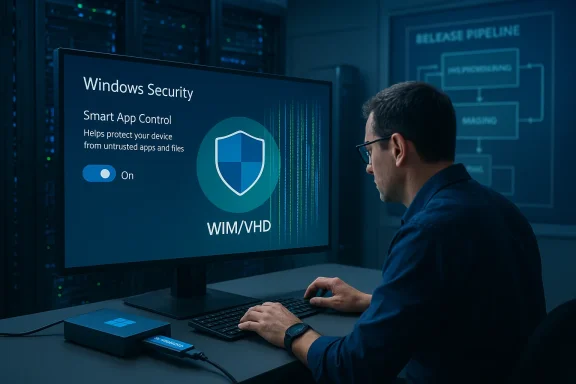 IT professional monitors Windows Security screen in a server room.