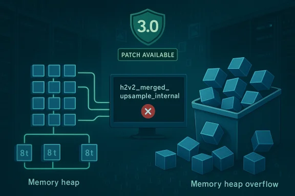 Patch 3.0 available; monitor displays error in memory pipeline beside a memory heap and overflow cubes.