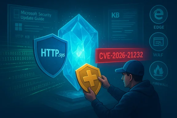 A technician shields HTTP.sys from the CVE-2026-21232 exploit.