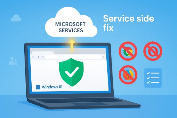 Microsoft Services cloud delivers a service-side fix for Windows 10 security.