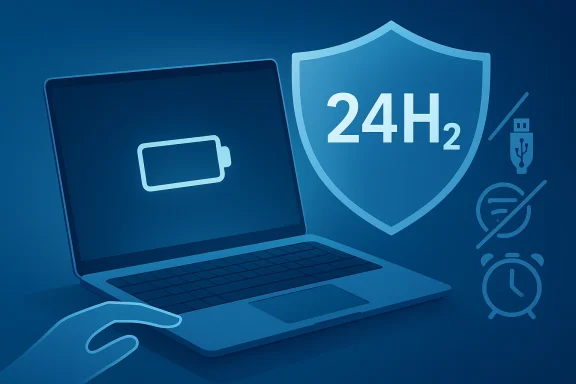 Blue illustration of a laptop with a battery icon and a shield marked 24H, signaling 24-hour protection. Blue illustration of a laptop with a battery icon and a shield marked 24H, signaling 24-hour protection.