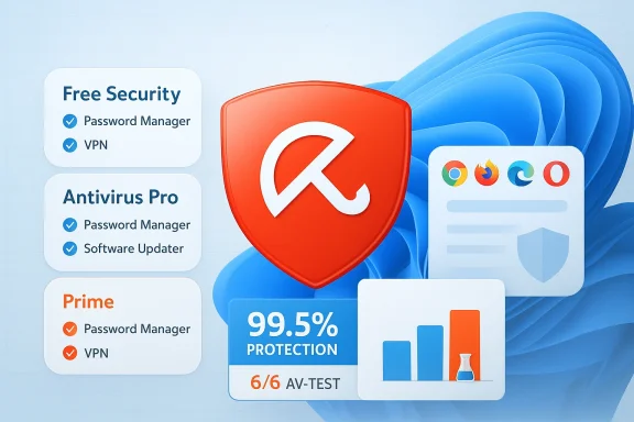 Antivirus promo: red shield logo with security features, browser icons, and 99.5% protection. Antivirus promo: red shield logo with security features, browser icons, and 99.5% protection.
