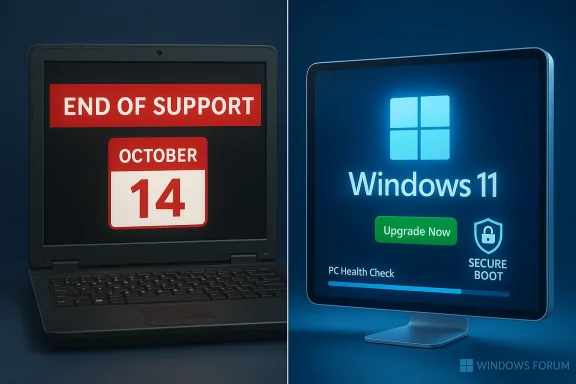 Legacy laptop hits end of support on October 14 as Windows 11 upgrade becomes available.