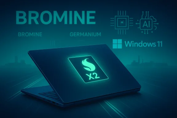 A sleek laptop glows with an X2 emblem on its lid against a futuristic tech backdrop.