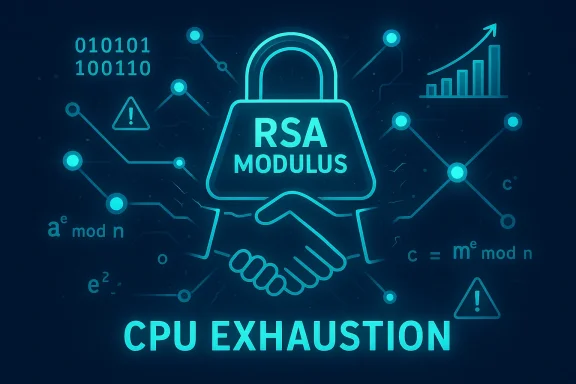 RSA modulus lock with handshake and circuitry, signaling CPU exhaustion.