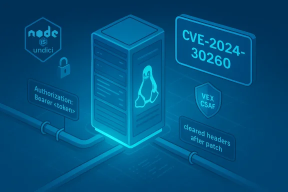 Isometric server diagram illustrating CVE-2024-30260 patch, bearer token auth, and security shields.
