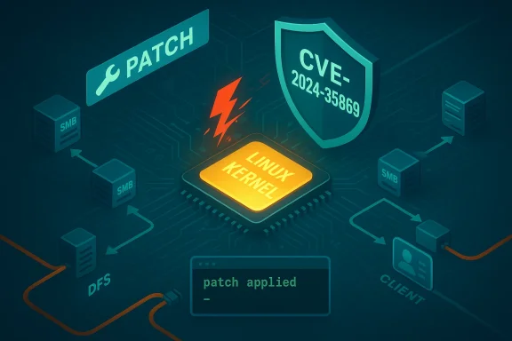 Illustration of patching the Linux kernel to fix a CVE, with patch banner and shield icon.