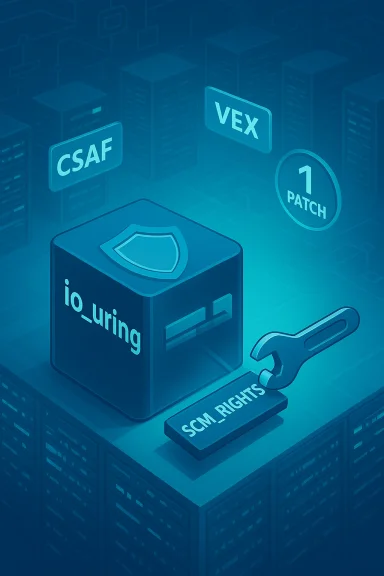 io_uring box being patched for SCM_RIGHTS in a server rack.