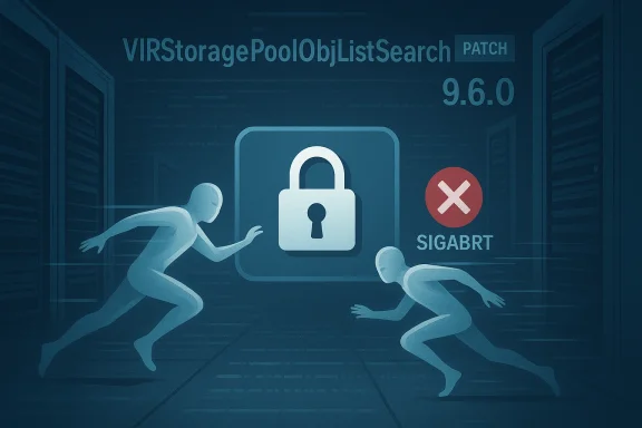 Two figures sprint toward a large lock icon in a server-room, symbolizing a security breach.