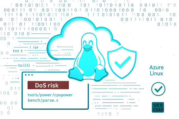 Neon cloud with the Linux penguin and shield, signaling a DoS risk.