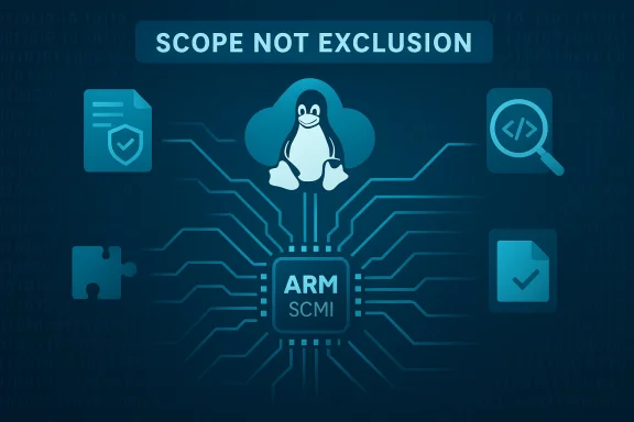 Central ARM SCMI chip linking Linux, security, code, and docs.