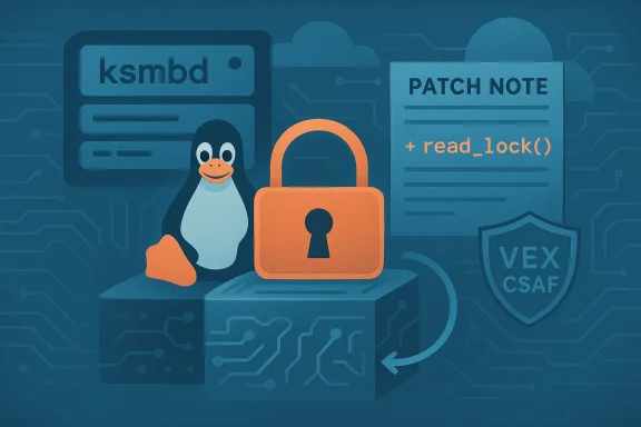 Tux the penguin beside a padlock and patch note, signaling an SMB security patch.