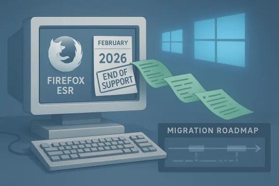Firefox ESR ends support in February 2026, with a migration roadmap.