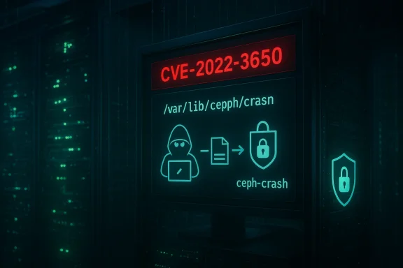 Server monitor shows CVE-2022-3650 with a hacker icon and lock shield graphic.