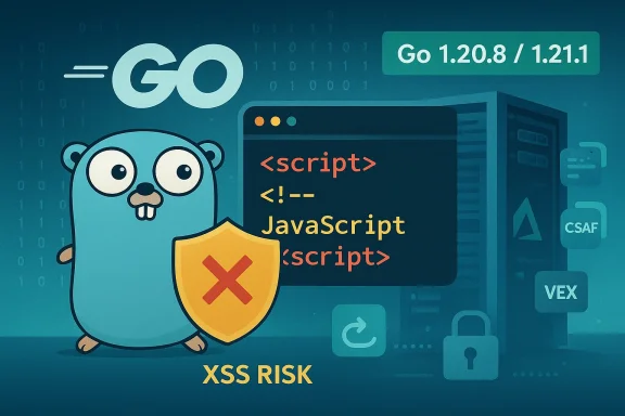 Go gopher shields JavaScript code from XSS risk.
