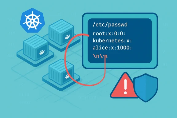 Container security risk: /etc/passwd exposed in a Kubernetes cluster.