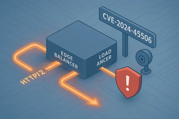 Edge and load balancer route HTTP/2 traffic amid CVE-2024-45506 threat.
