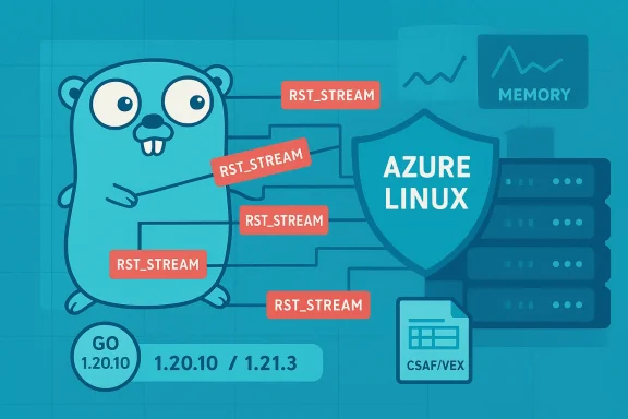 Go gopher links Go 1.20.10 to Azure Linux servers via RST_STREAM markers.