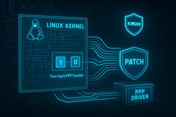 Neon Linux kernel schematic with PPP header, patch, and driver.