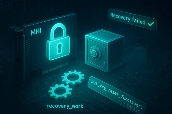 Glowing blue cyber-security scene with a locked drive, safe, gears, and recovery code on a circuit board.