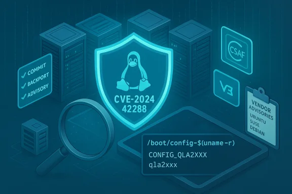 Linux penguin on a shield guarding servers against CVE-2024-42288 with advisories.