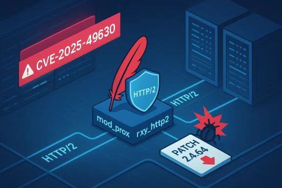 Security alert CVE-2025-49630 with an HTTP/2 patch for mod_proxy (v2.4.64).