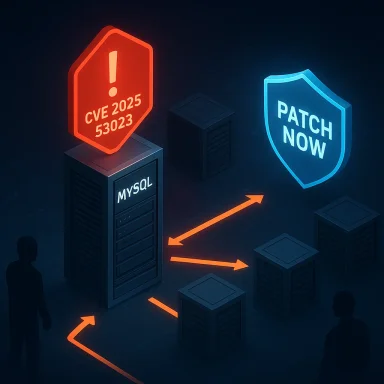 MySQL server flagged by CVE 2025 53023; patch now.