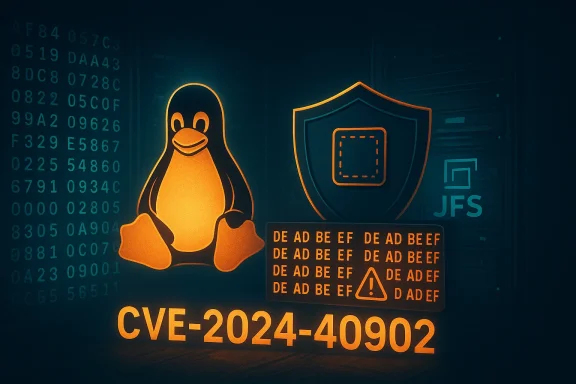 Glowing Linux penguin beside a shield, warning about CVE-2024-40902.