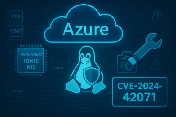 Azure cloud security concept with Linux penguin and CVE-2024-42071.
