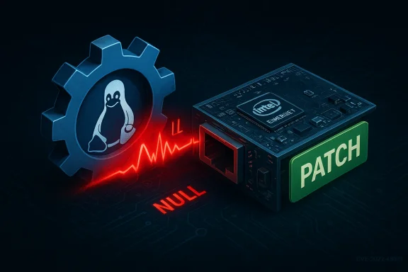 A Linux penguin inside a gear patches a CPU module, symbolizing a vulnerability fix.