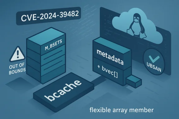 Illustration of CVE-2024-39482: metadata bug with bvec[] and flexible array member under UBSAN.