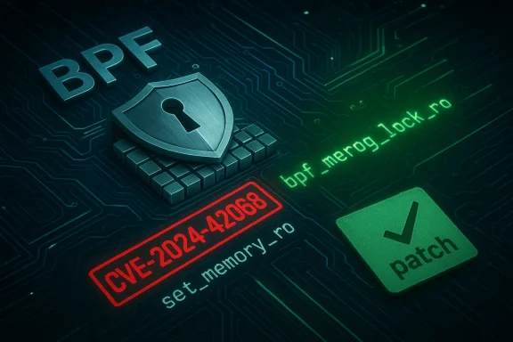 Illustration of patching a CVE-2024-42068 BPF vulnerability.