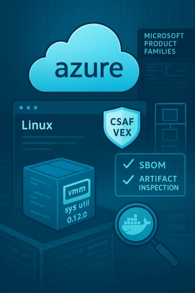 Azure cloud with Linux, CSAF VEX shield, SBOM checks and artifact inspection.