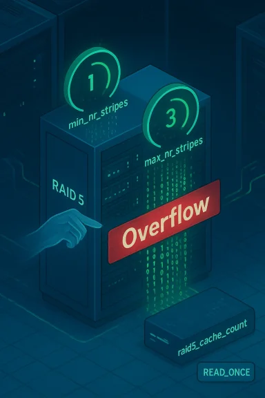 A RAID 5 server rack displays an Overflow warning with neon green indicators.