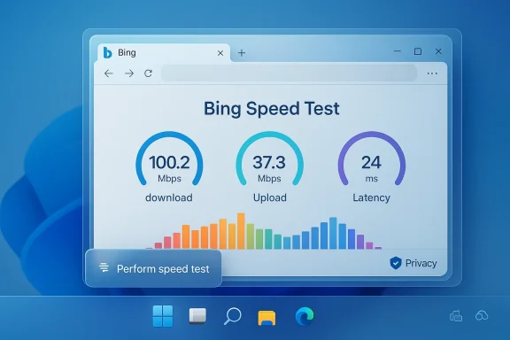 Bing Speed Test results show 100.2 Mbps download, 37.3 Mbps upload, and 24 ms latency.