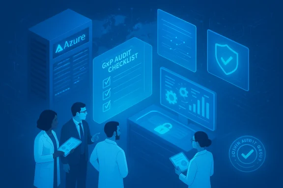 Team reviews Azure cloud audit checklist and security dashboards.