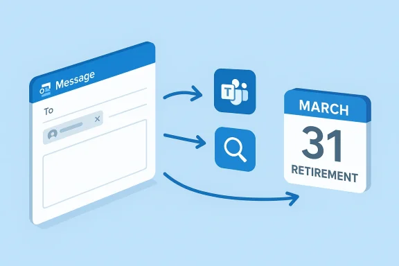 A message to Teams, with a search, leads to a March 31 retirement date.