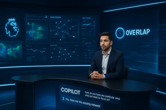 A man in a suit sits at a curved desk in a futuristic control room with holographic data screens.