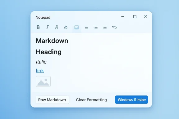 Notepad-style editor showing Markdown formatting: headings, italics, a link, and action buttons. Notepad-style editor showing Markdown formatting: headings, italics, a link, and action buttons.