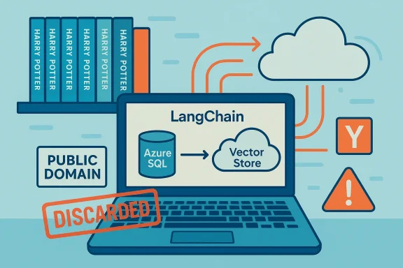 LangChain diagram showing data flowing from Azure SQL to a cloud vector store.