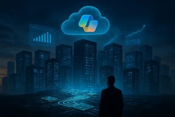 A man in a suit watches a glowing cloud hover over a neon city.