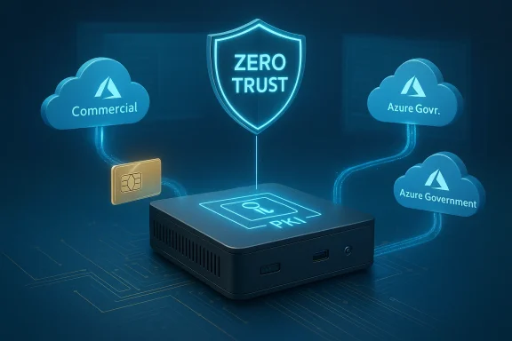 PKI-enabled device enabling zero-trust security across Azure Government and commercial clouds.