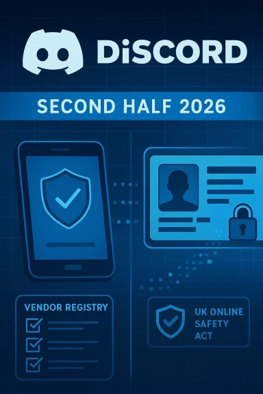 Discord banner: 'Second Half 2026' with security and ID icons.