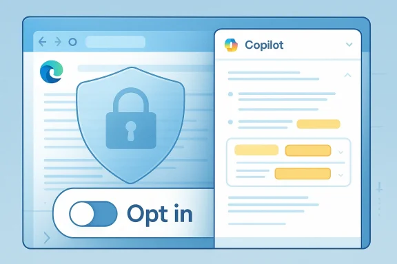 Blue digital interface featuring a shield lock and an opt-in toggle.