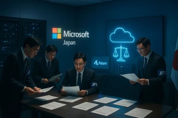JFTC officials sign documents at a Microsoft Japan meeting on cloud services.
