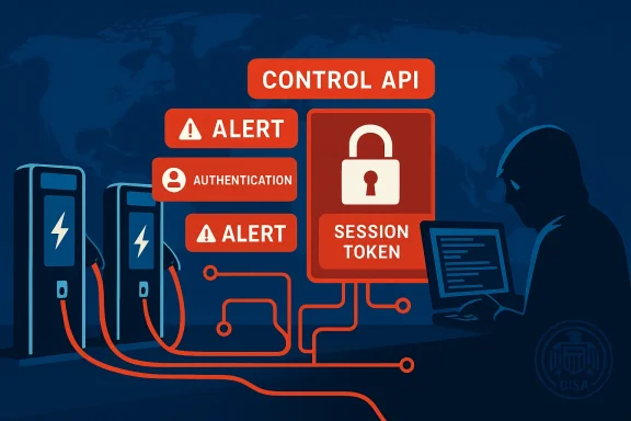 A hooded figure monitors a network with API controls, alerts, and a session token.