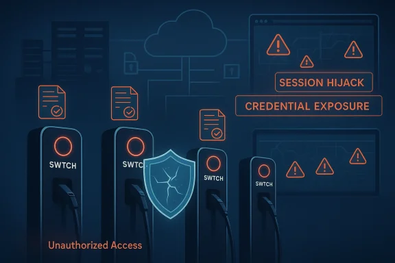 Cybersecurity illustration of unauthorized access, session hijack, and credential exposure on a network.