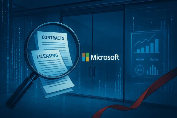 A magnifying glass over licensing and contracts at Microsoft.