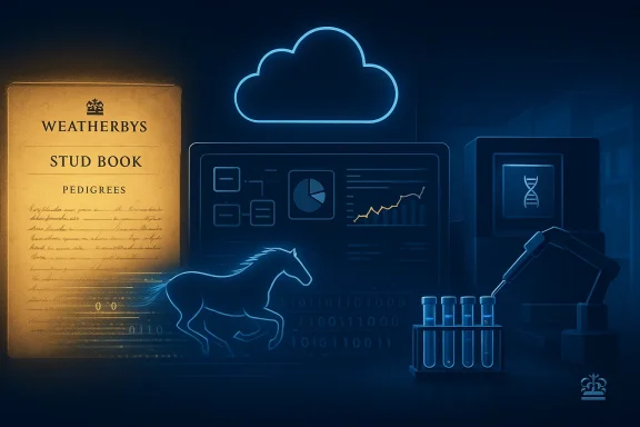 Cloud-based analysis of horse pedigrees with lab data and performance charts.